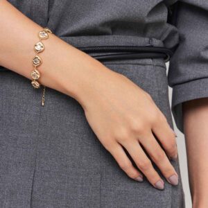 Pulseira Texturizada com Losangos e Crisrtais