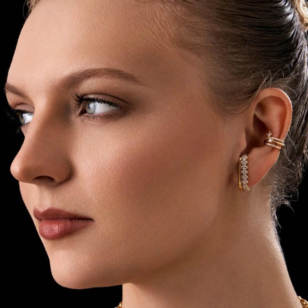 Brinco Ear Hook Zircônia Flores 2 Colunas - Imagem 2
