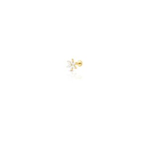 Piercing Flor de Cristal - Aço dourado com cristal - Casa Dourée