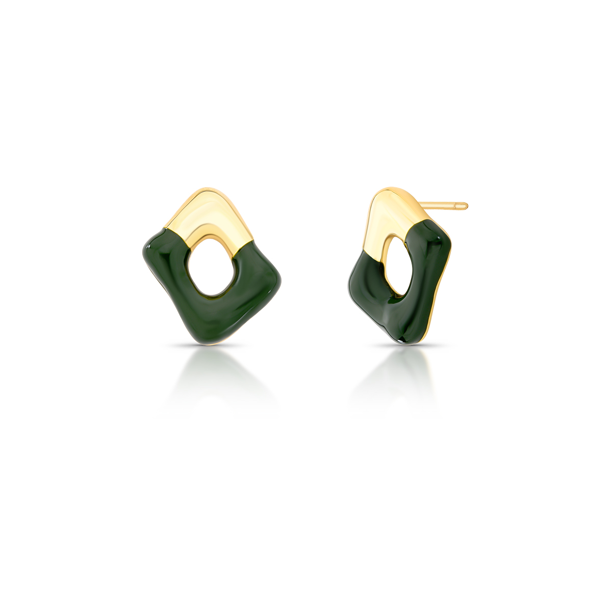 Brinco Losango Verde Esmaltado - Imagem 2