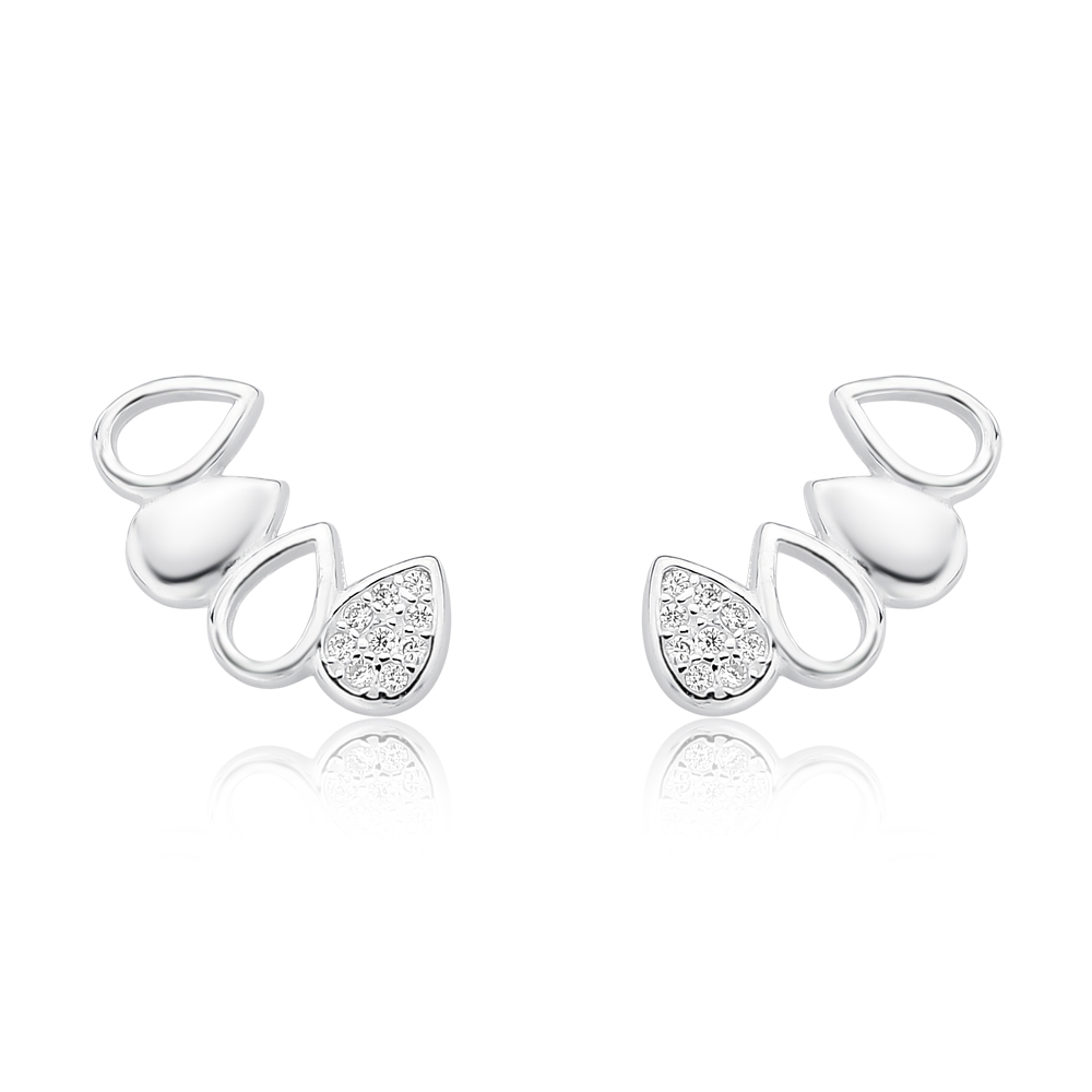 Brinco Ear Cuff Gotas com Detalhe em Zircônia