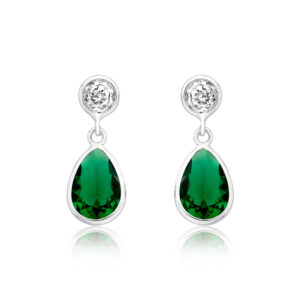 Brinco Gota verde com Cristal