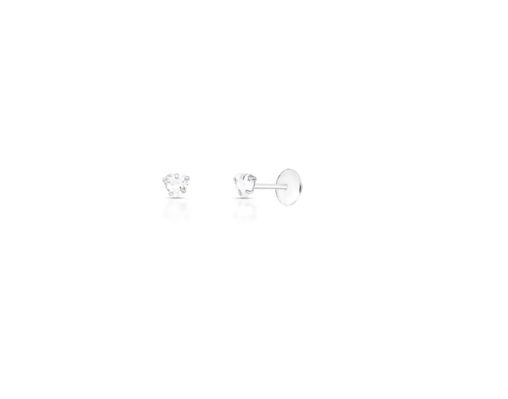 Brinco Coração 4mm - Ouro 18k com cristal - Casa Dourée
