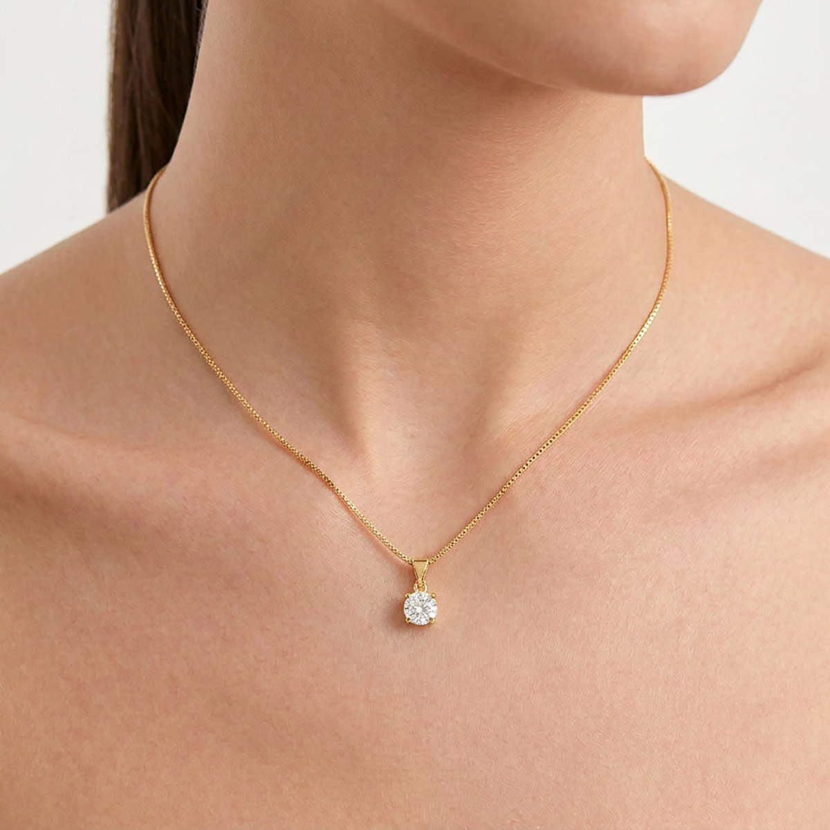 Colar Ponto de Luz 8mm Veneziana - Ouro 18k com zircônia (ponto de luz) - Casa Dourée