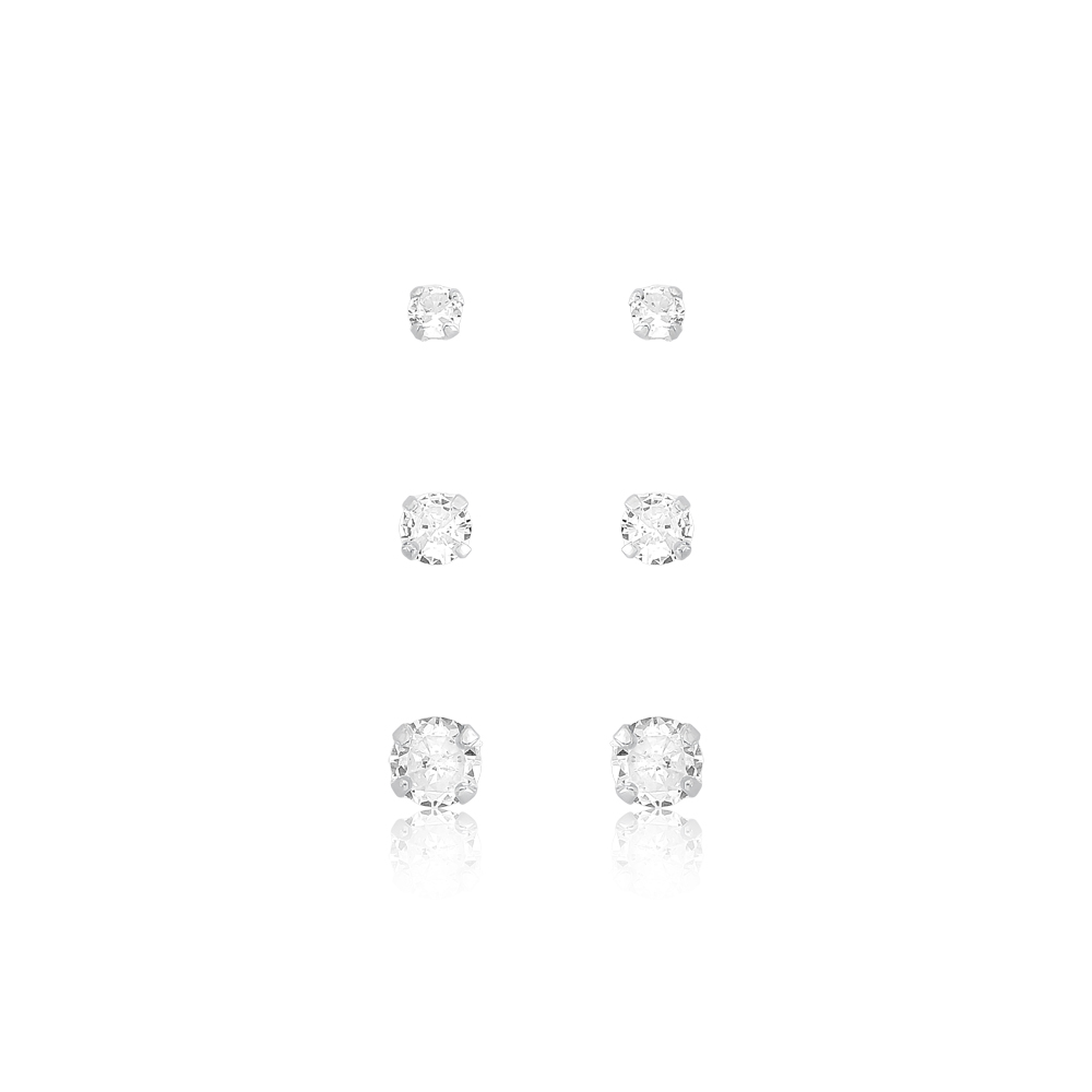 Brinco Trio Ponto de Luz 1.5 - Prata 925 com zircônias - Casa Dourée