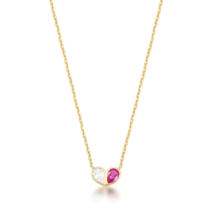 Colar Gotas Coração Rosa