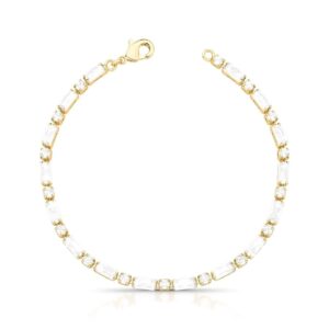 Pulseira Maleável com Cristais Intercalados