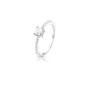 Anel Cravejado Moissanite Quadrado 0.4 ct