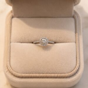 Anel Moissanite Cravejado Redondo 0.8 ct