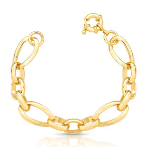 Pulseira Elo Oval Torcido Vazado com Fecho Boia