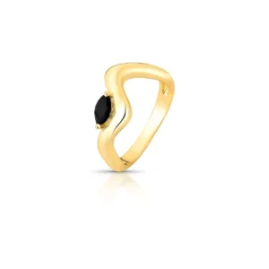 Anel Curvo Cristal Negro
